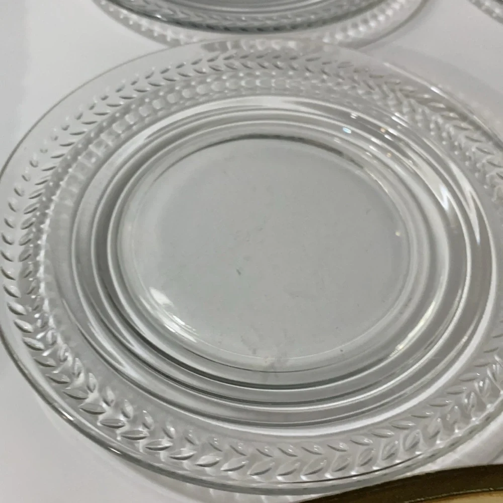 6 Vintage Clear Glass Bread & Butter Dessert Appetizer Small Plates for Dining